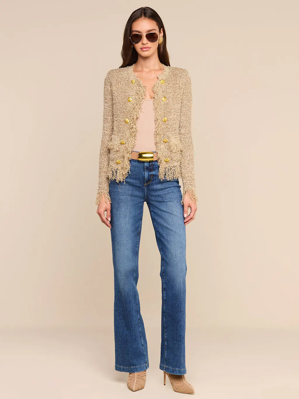 Mireille Fringe Cardigan - Natural by L'agence — view 3