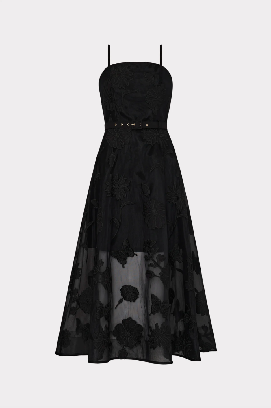 Butterfly Embroidery Spaghetti Strap Dress - Black by Milly — view 3