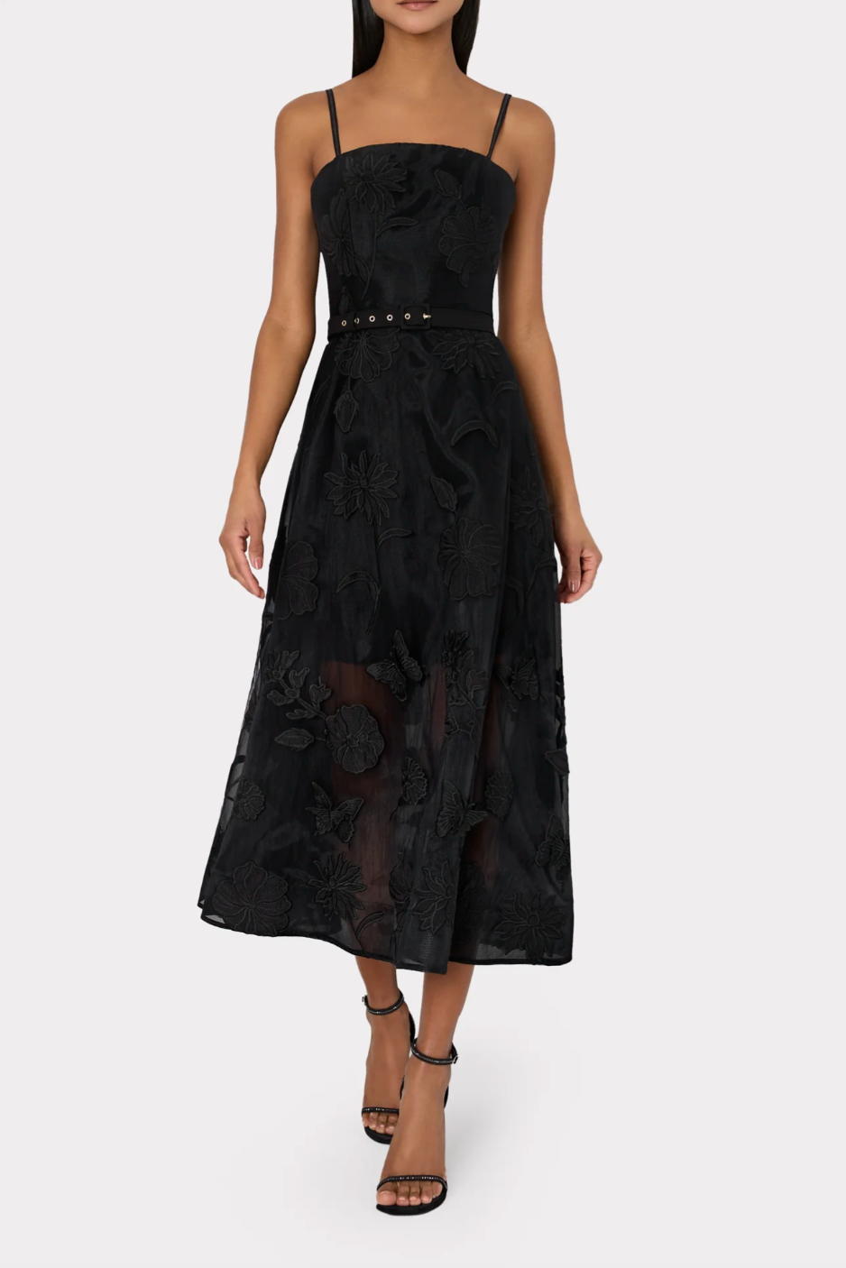 Butterfly Embroidery Spaghetti Strap Dress - Black by Milly | 25 South Boutiques