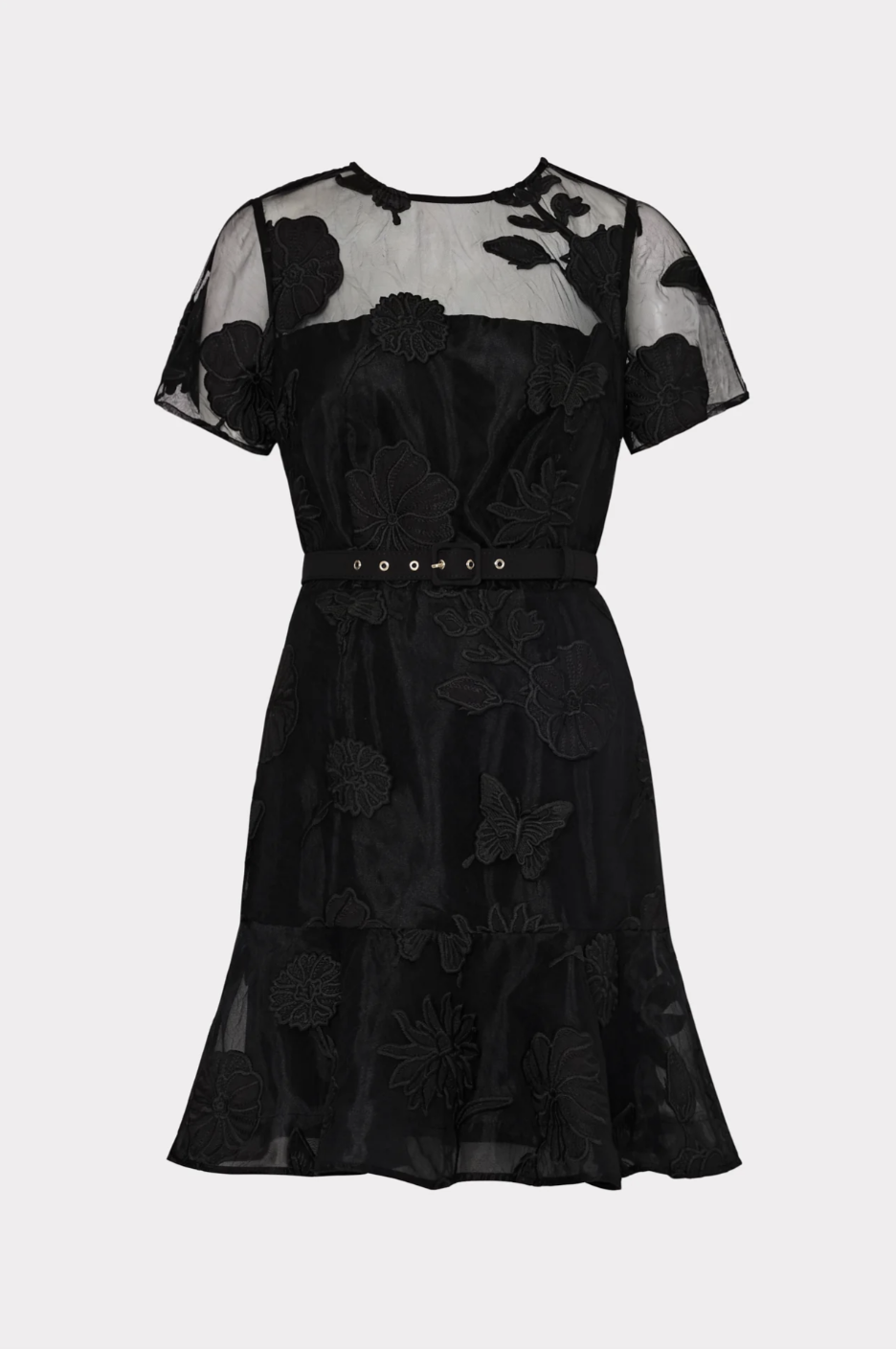 Rosie Butterfly Embroidery Dress - Black by Milly — view 3