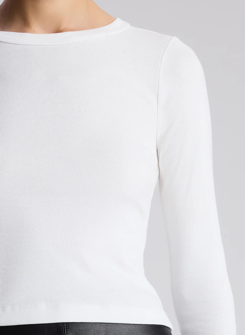 Ari Cotton Rib Long Sleeve Tee - White by A.L.C — alternate view