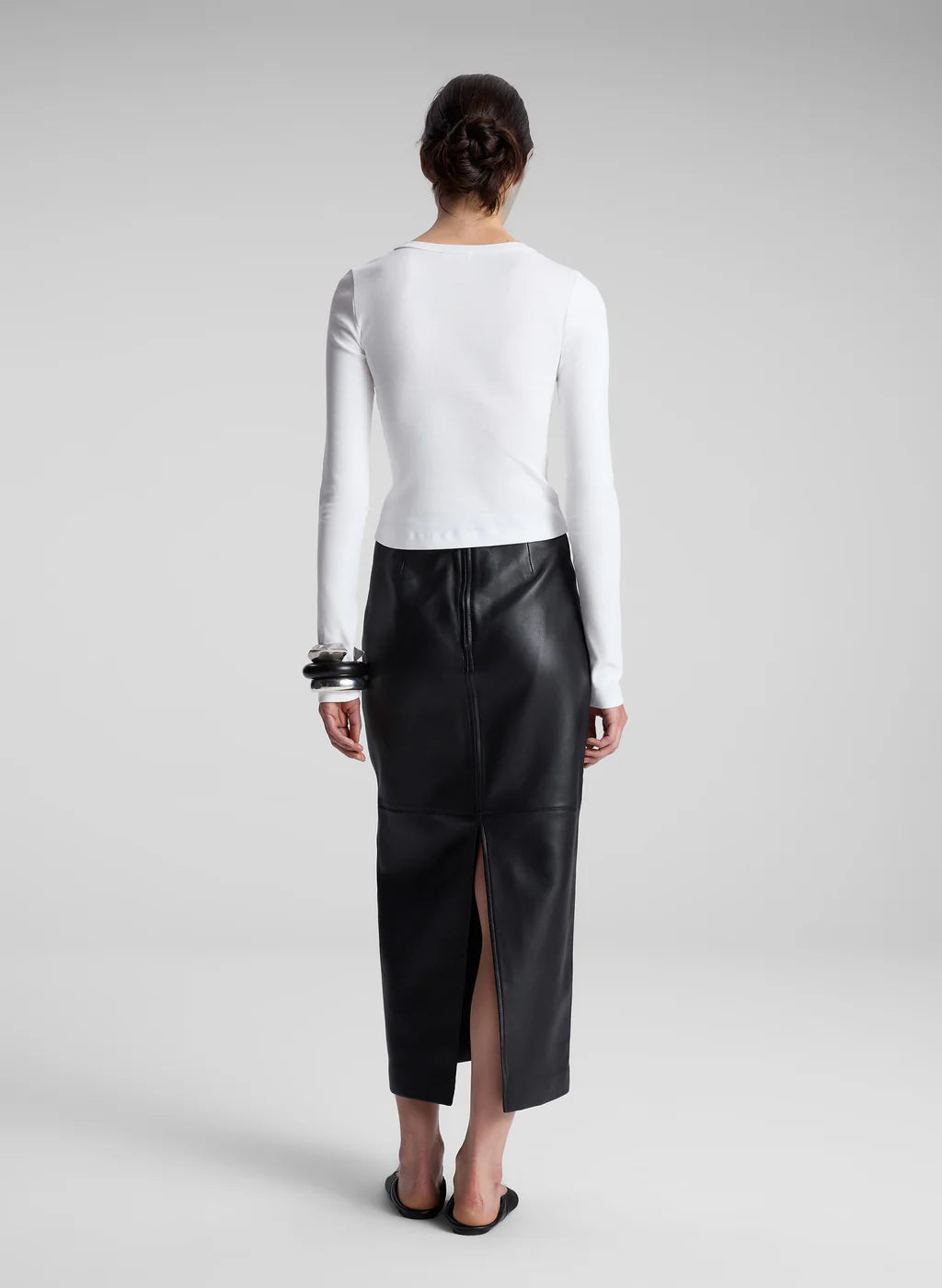 Ari Cotton Rib Long Sleeve Tee - White by A.L.C — view 4