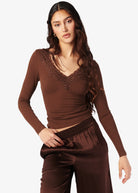 Rooney Rib Knit Top - Malt by Cami NYC — alternate view