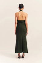 Beau Halter Ruched Midi Dress - Army Green by Shona Joy — view 4