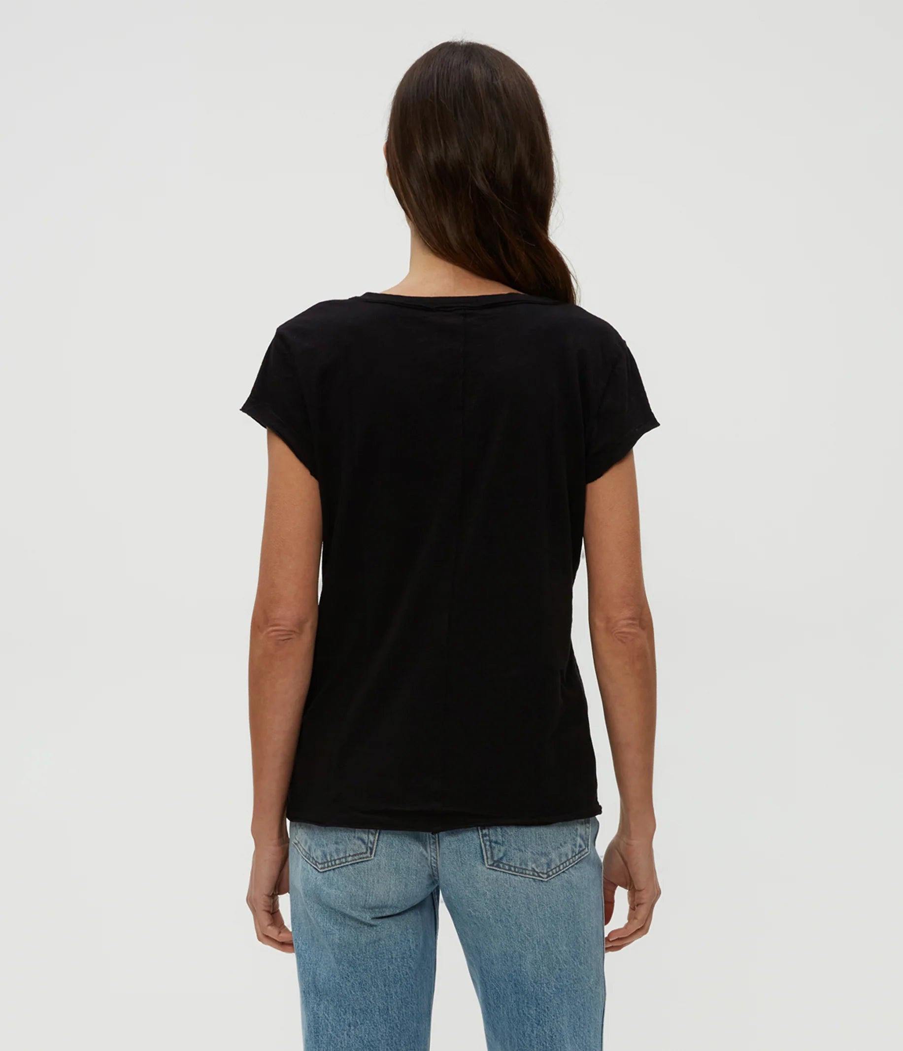 Baxter V Neck Tee - Black by Michael Stars — view 4