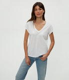 Baxter V Neck Tee - White by Michael Stars | 25 South Boutiques