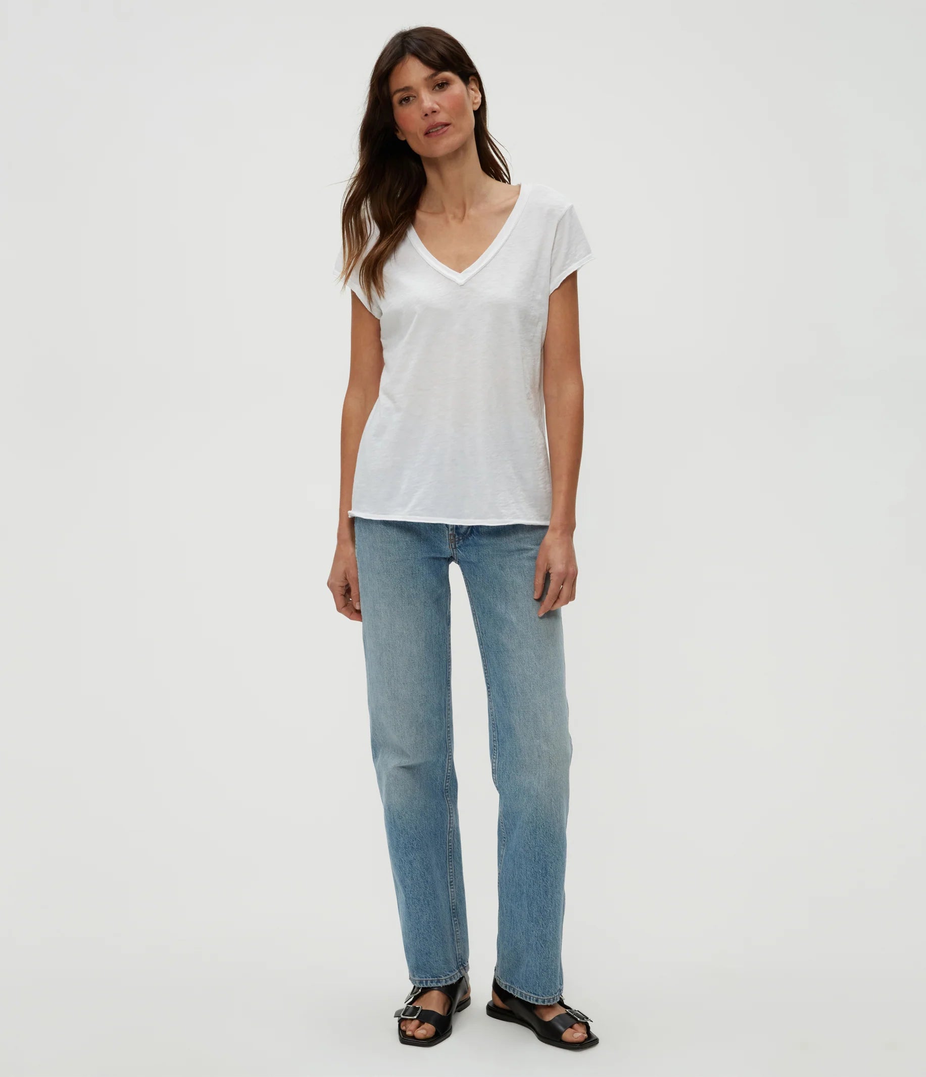 Baxter V Neck Tee - White by Michael Stars — alternate view