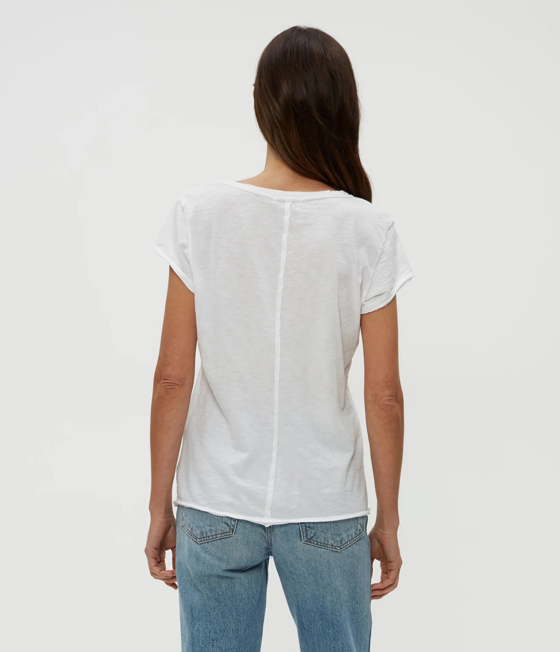 Baxter V Neck Tee - White by Michael Stars — view 4