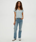 Harlan Cropped V Neck Tee - Fountain by Michael Stars — alternate view