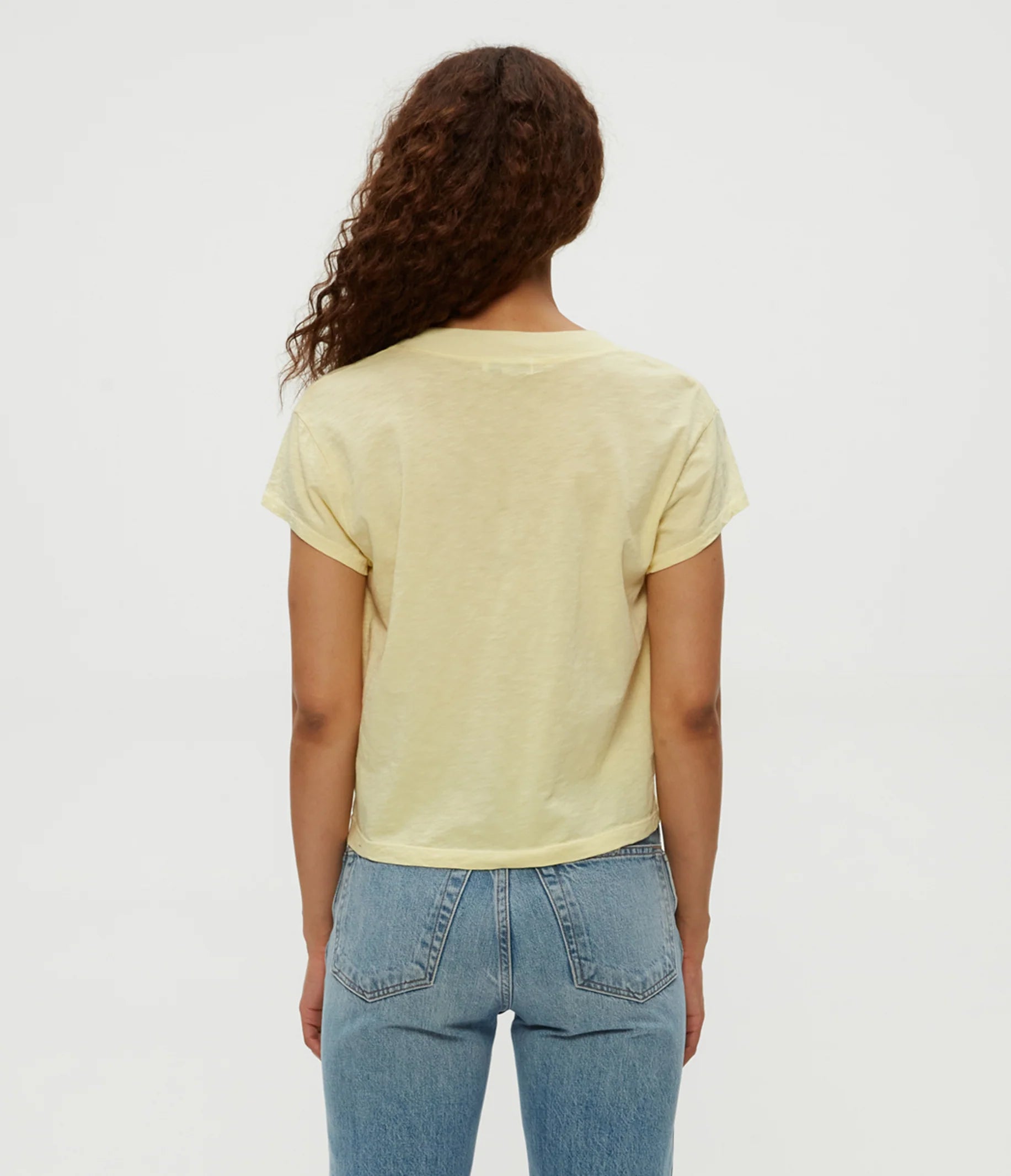 Harlan Cropped V Neck Tee - Lemonade by Michael Stars — view 4