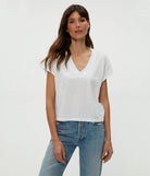 Harlan Cropped V Neck Tee - White by Michael Stars | 25 South Boutiques