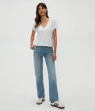 Harlan Cropped V Neck Tee - White by Michael Stars — alternate view
