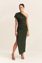 Beau Asymmetrical Midi Dress - Army Green by Shona Joy | 25 South Boutiques