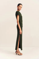Beau Asymmetrical Midi Dress - Army Green by Shona Joy — view 4