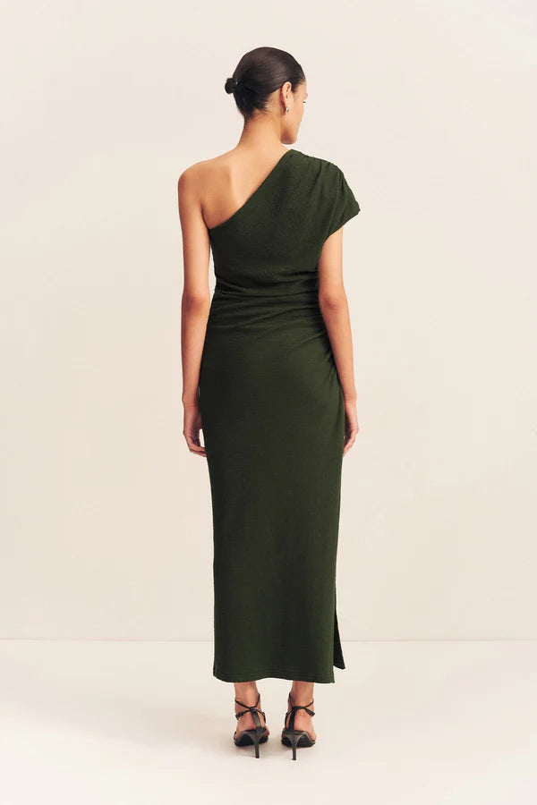 Beau Asymmetrical Midi Dress - Army Green by Shona Joy — view 5