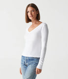 Logan Supima V Neck Tee - White by Michael Stars — alternate view