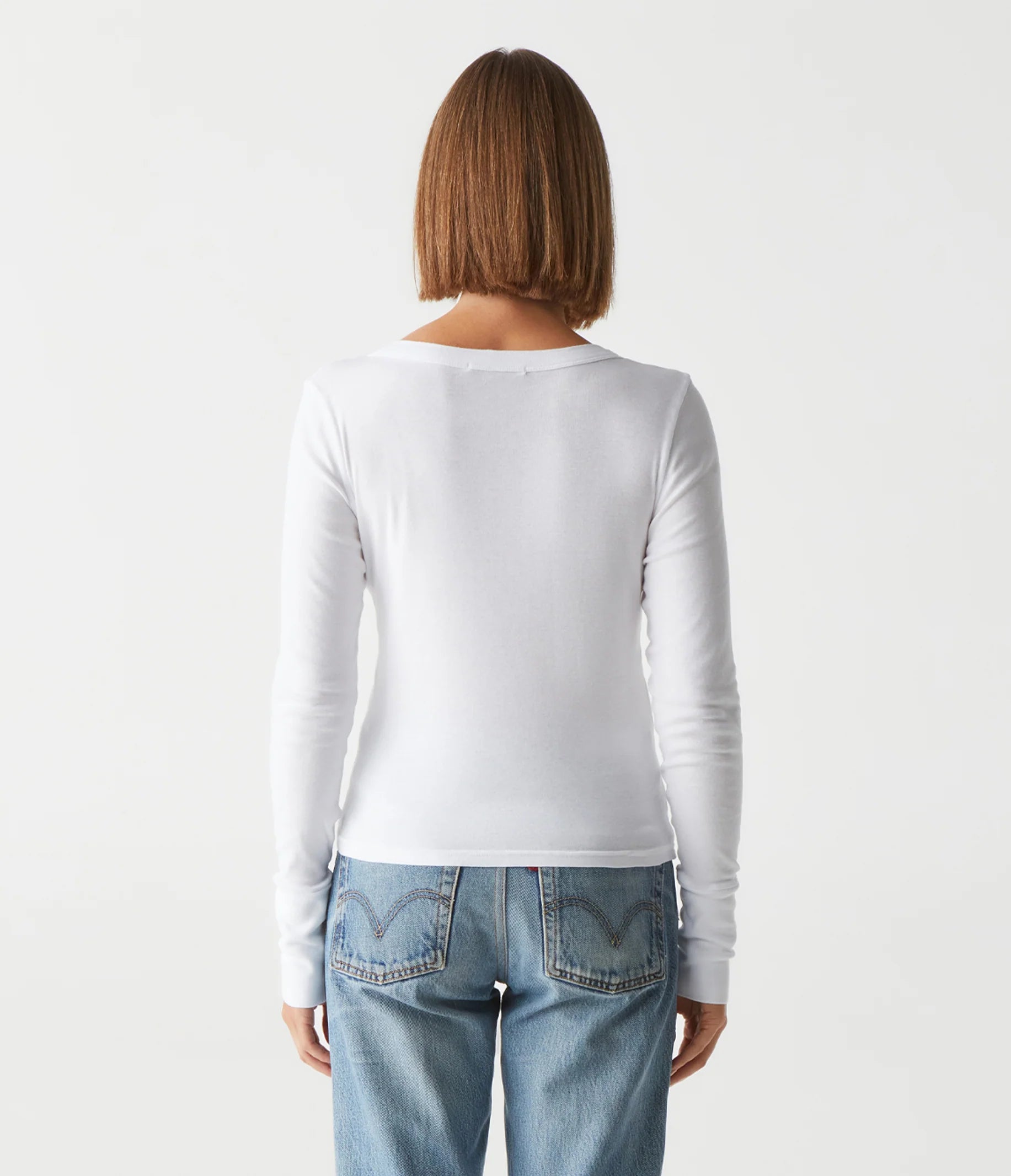 Logan Supima V Neck Tee - White by Michael Stars — view 4