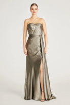Farren Strapless Draped Gown - Pewter by Theia | 25 South Boutiques