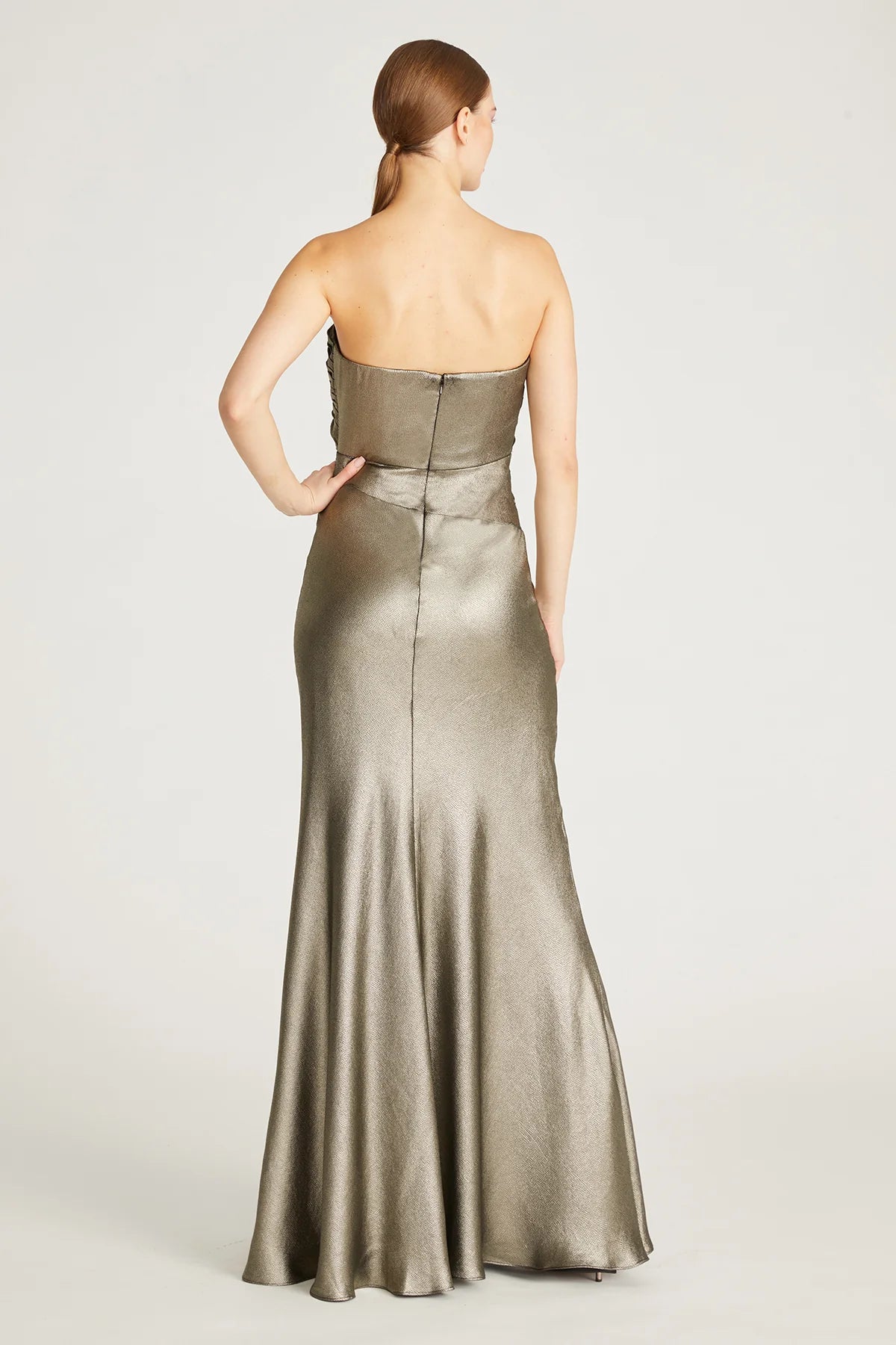 Farren Strapless Draped Gown - Pewter by Theia — alternate view