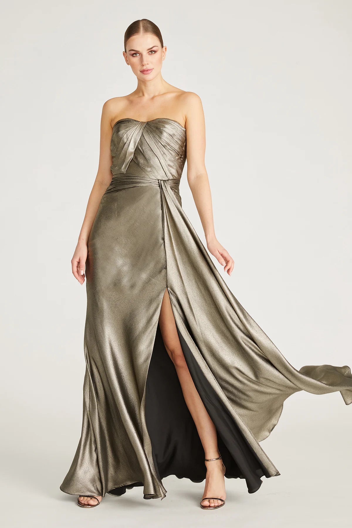 Farren Strapless Draped Gown - Pewter by Theia — view 5