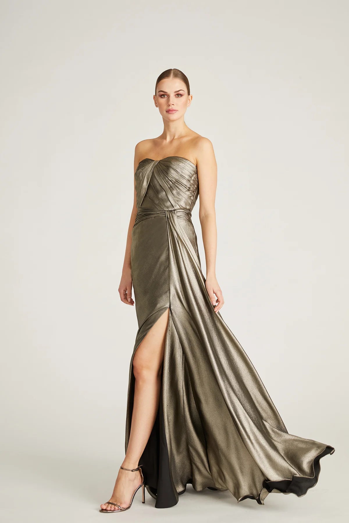 Farren Strapless Draped Gown - Pewter by Theia — view 6