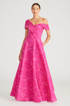 Marlene Cloud Jacquard Gown - Passionfruit by Theia | 25 South Boutiques