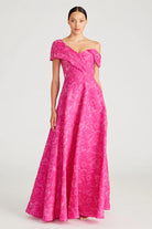 Marlene Cloud Jacquard Gown - Passionfruit by Theia — view 4