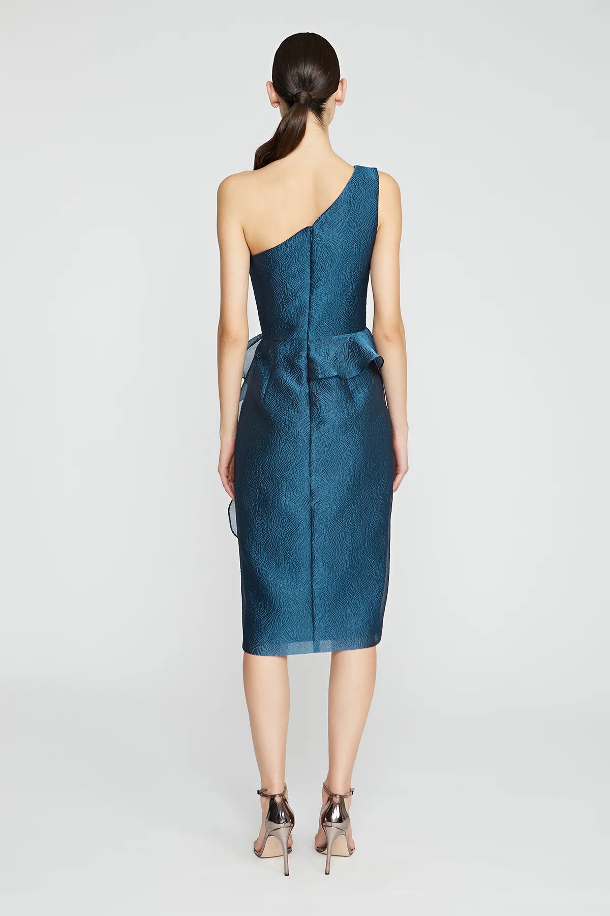 Zinnia One Shoulder Dress - Night Swim by Theia — view 4