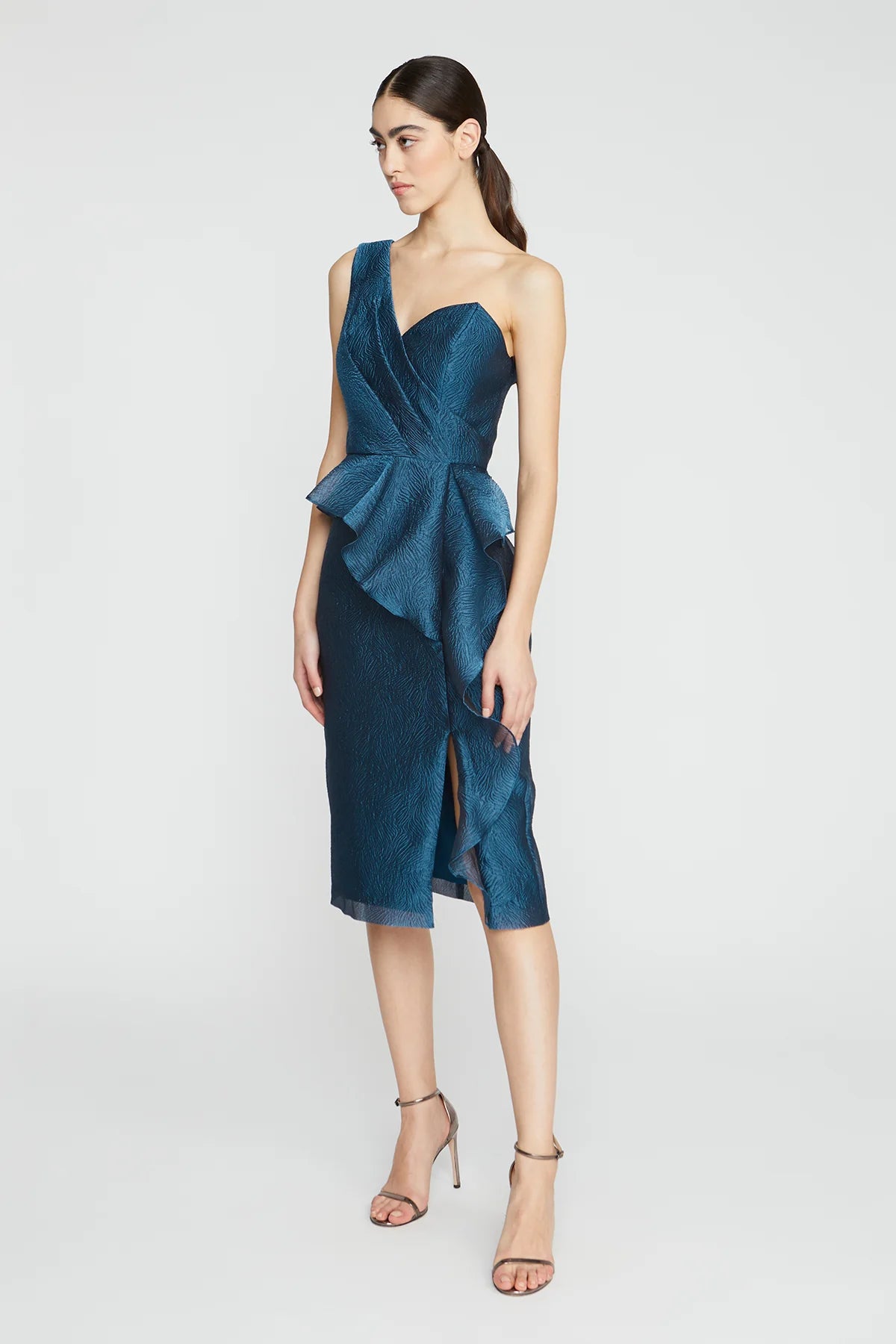 Zinnia One Shoulder Dress - Night Swim by Theia — alternate view