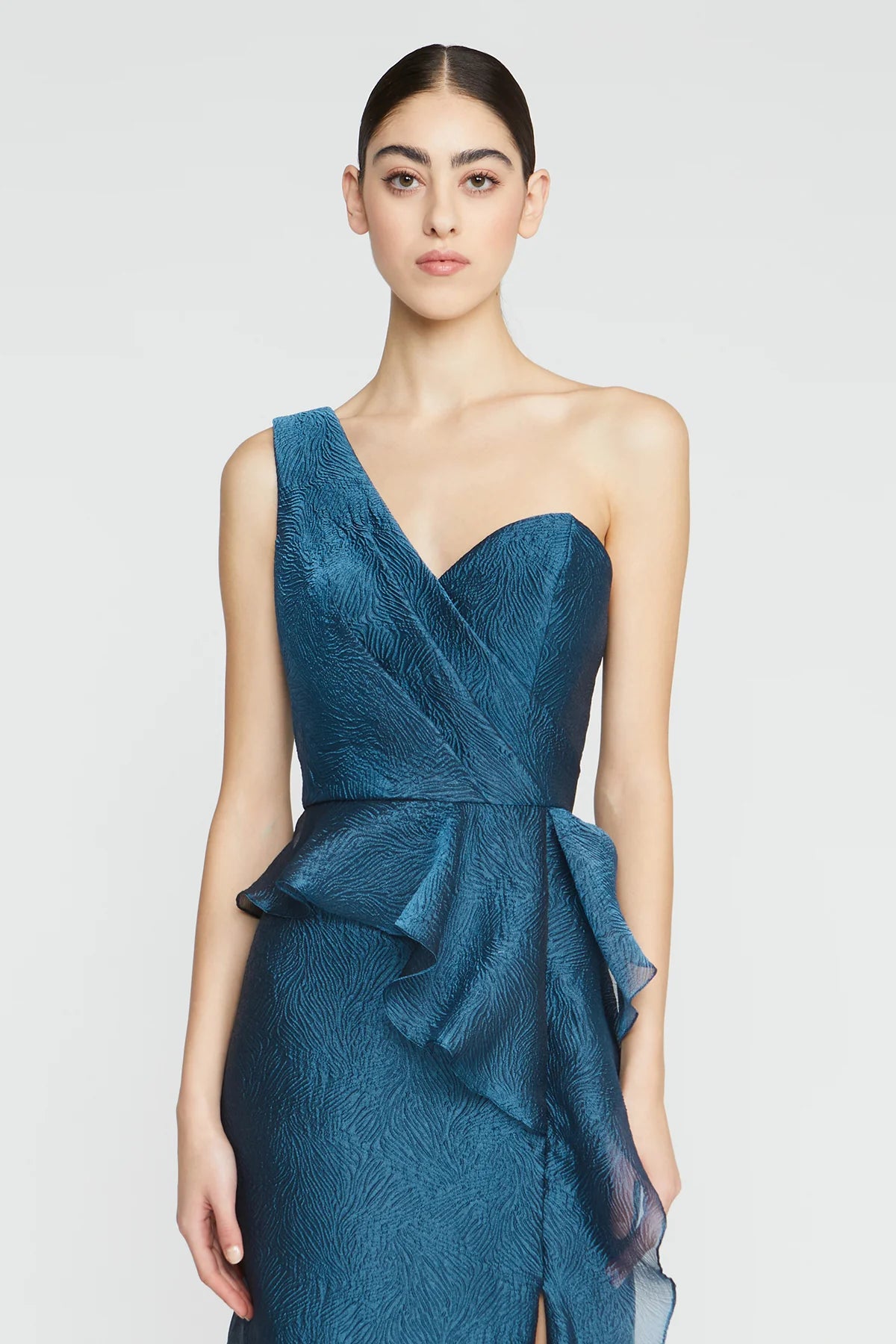 Zinnia One Shoulder Dress - Night Swim by Theia — view 3