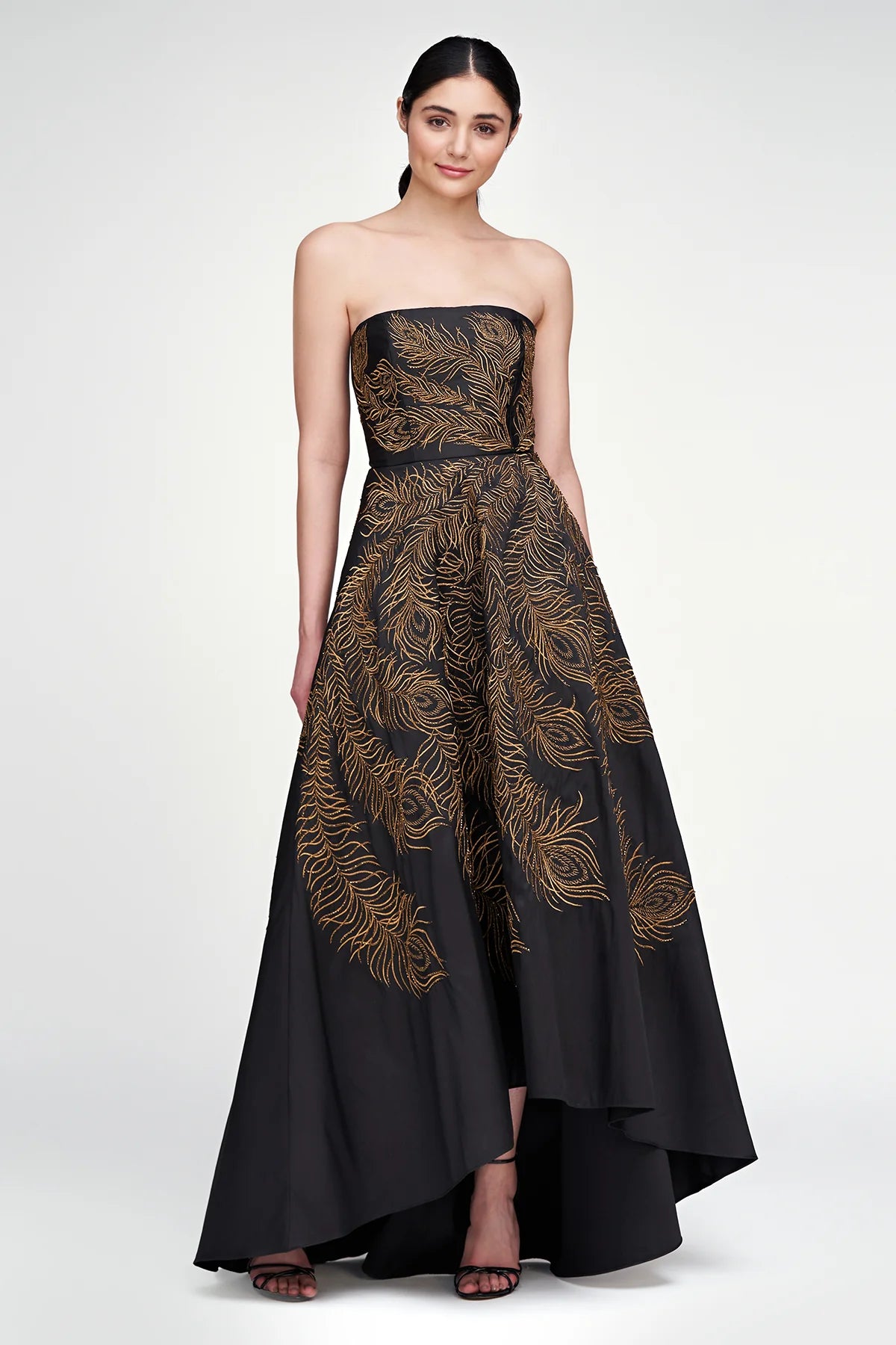 Erica Feather Embroidered Gown - Black / Gold by Theia | 25 South Boutiques