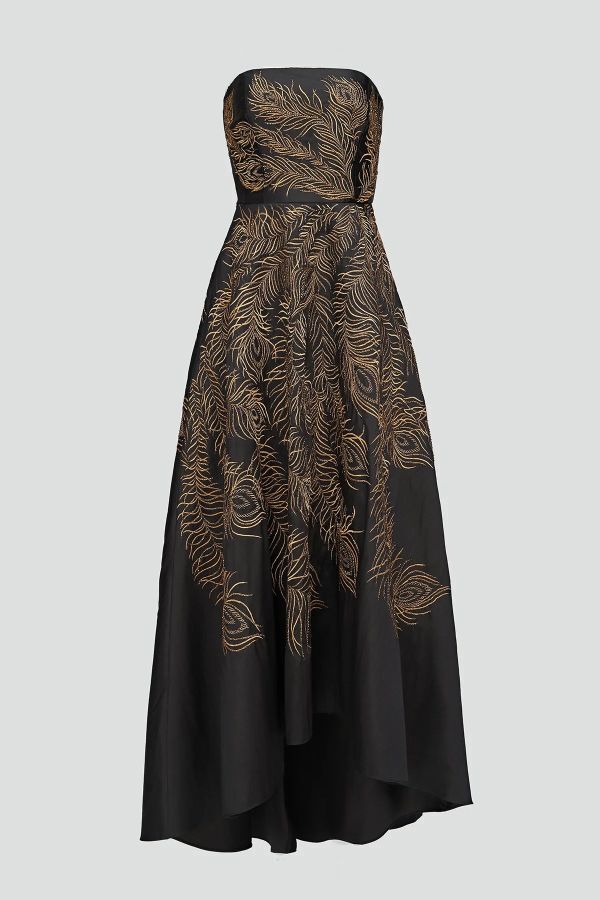 Erica Feather Embroidered Gown - Black / Gold by Theia — view 5
