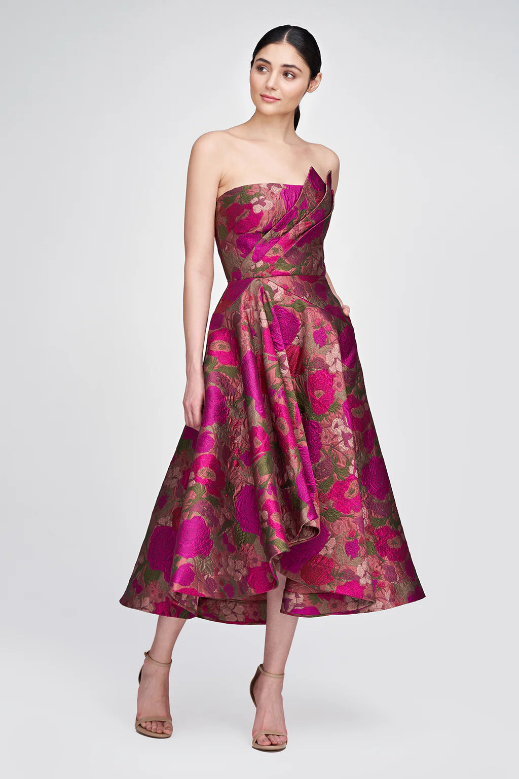 Carolina Strapless Dress - Rose Gold by Theia — view 3
