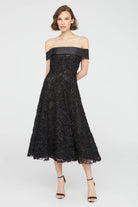 Roxy Off Shoulder A Line Dress - Black by Theia | 25 South Boutiques