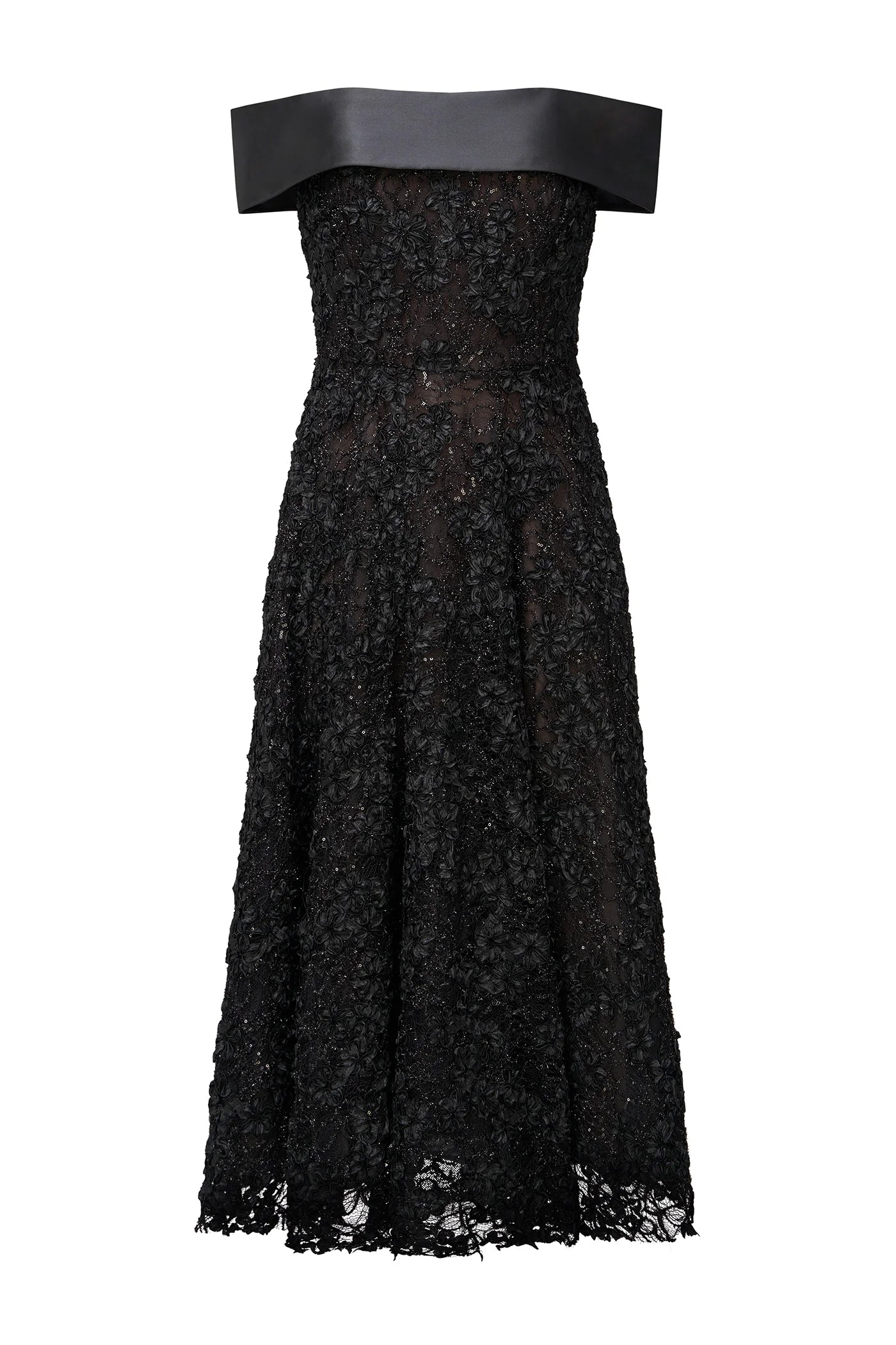 Roxy Off Shoulder A Line Dress - Black by Theia — view 5