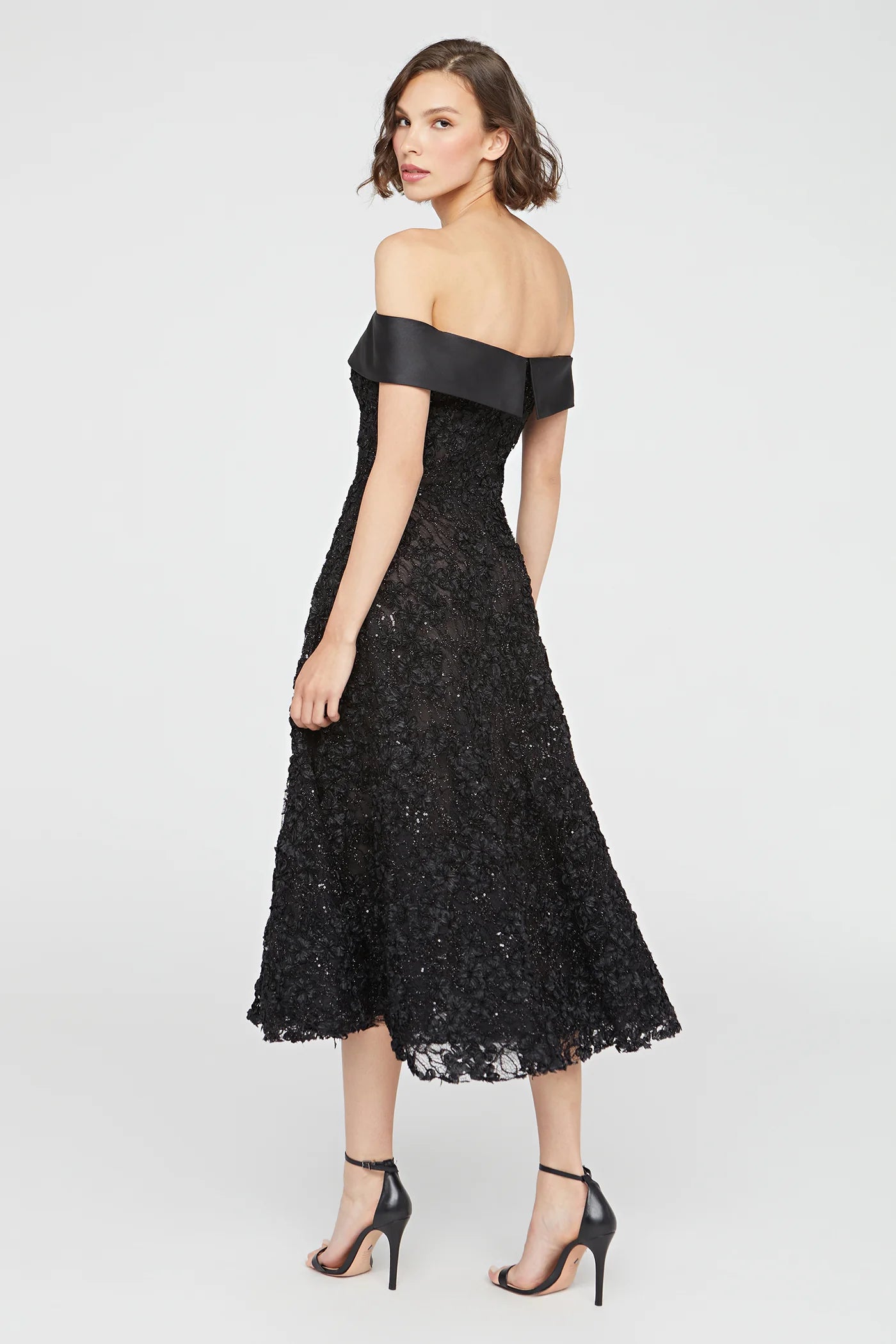 Roxy Off Shoulder A Line Dress - Black by Theia — alternate view