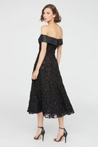 Roxy Off Shoulder A Line Dress - Black by Theia — alternate view