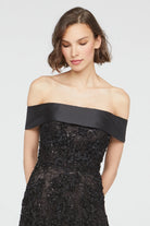 Roxy Off Shoulder A Line Dress - Black by Theia — view 4