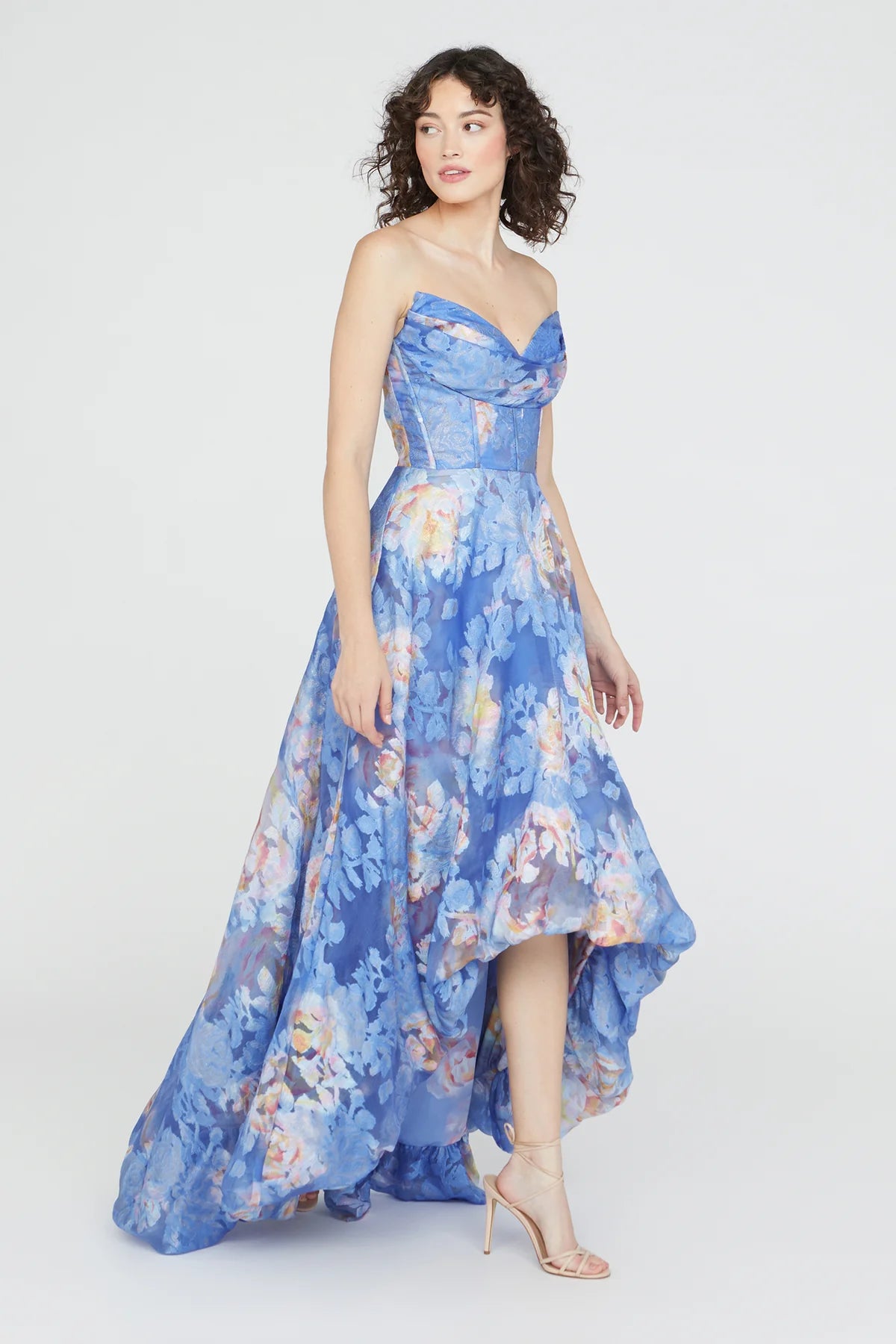 Wendy Bubble Hem Gown - Cornflower Marigold by Theia — view 4
