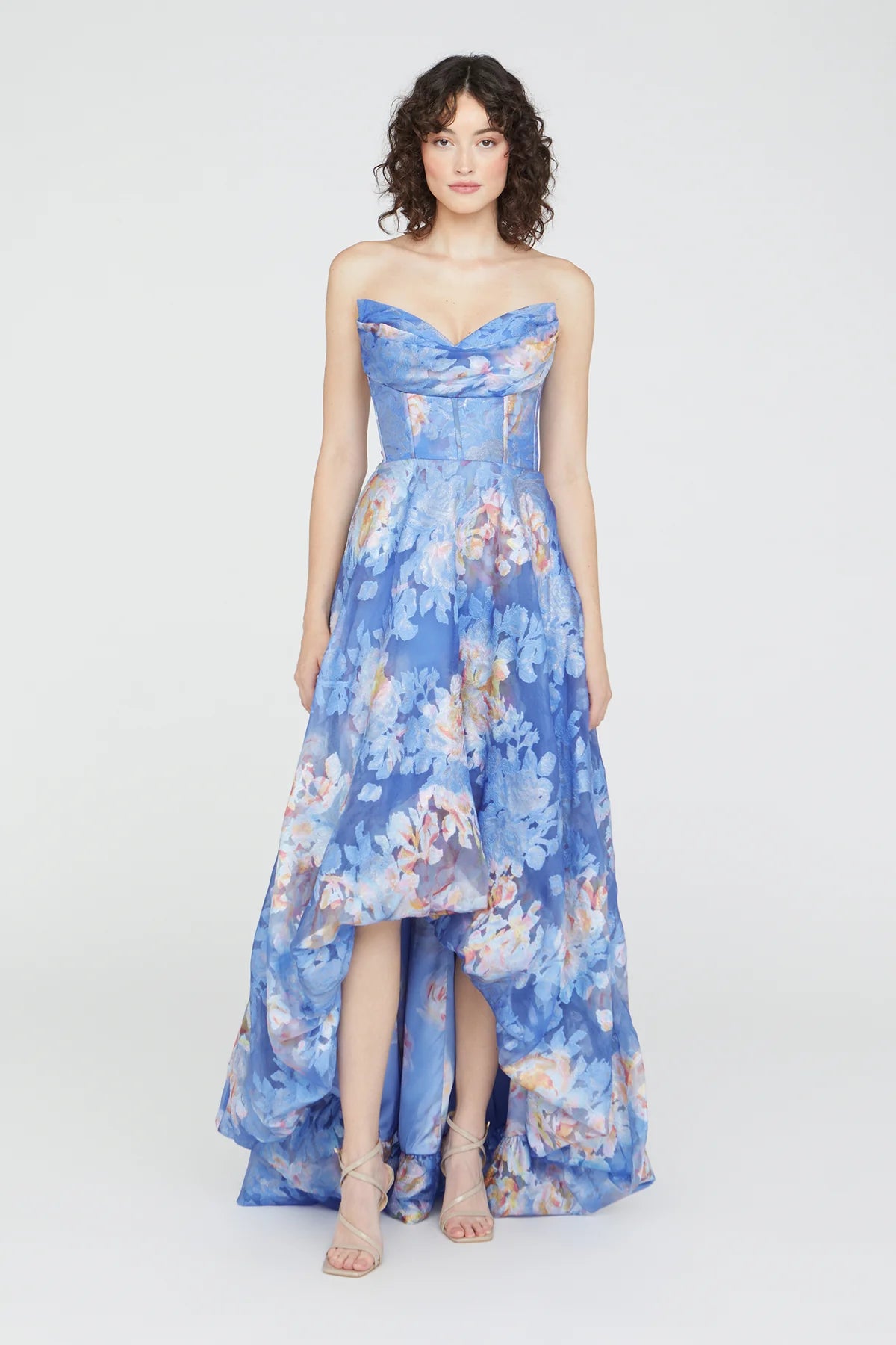 Wendy Bubble Hem Gown - Cornflower Marigold by Theia — view 5
