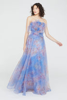 Kimberly Strapless Organza Gown - Pearl Roses by Theia — view 3