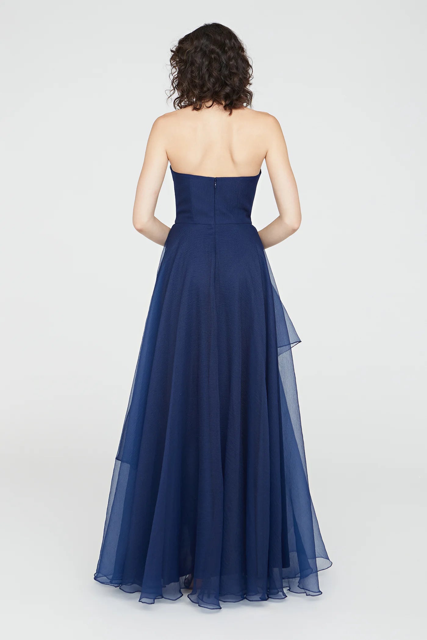 Aubrey Asymmetric Organza Gown - Navy by Theia — alternate view