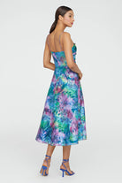 Allegra Draped Cocktail Dress - Aquatic Bloom by Theia — alternate view