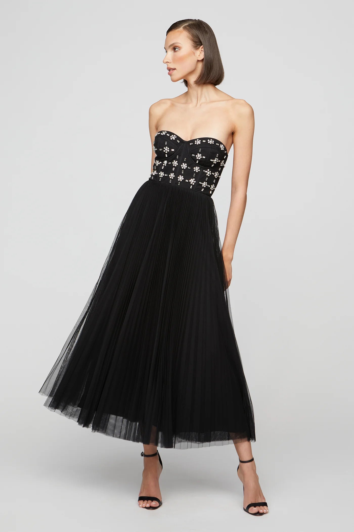 Alesia Strapless Midi Dress - Black by Theia | 25 South Boutiques