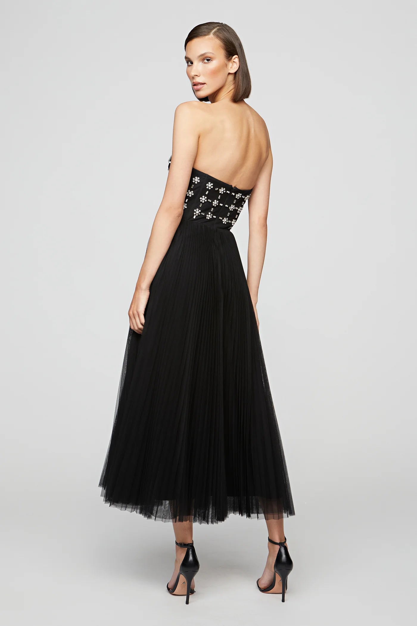 Alesia Strapless Midi Dress - Black by Theia — view 3