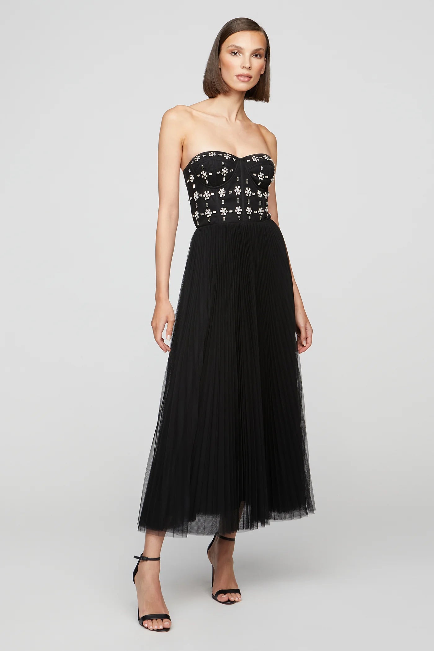 Alesia Strapless Midi Dress - Black by Theia — alternate view