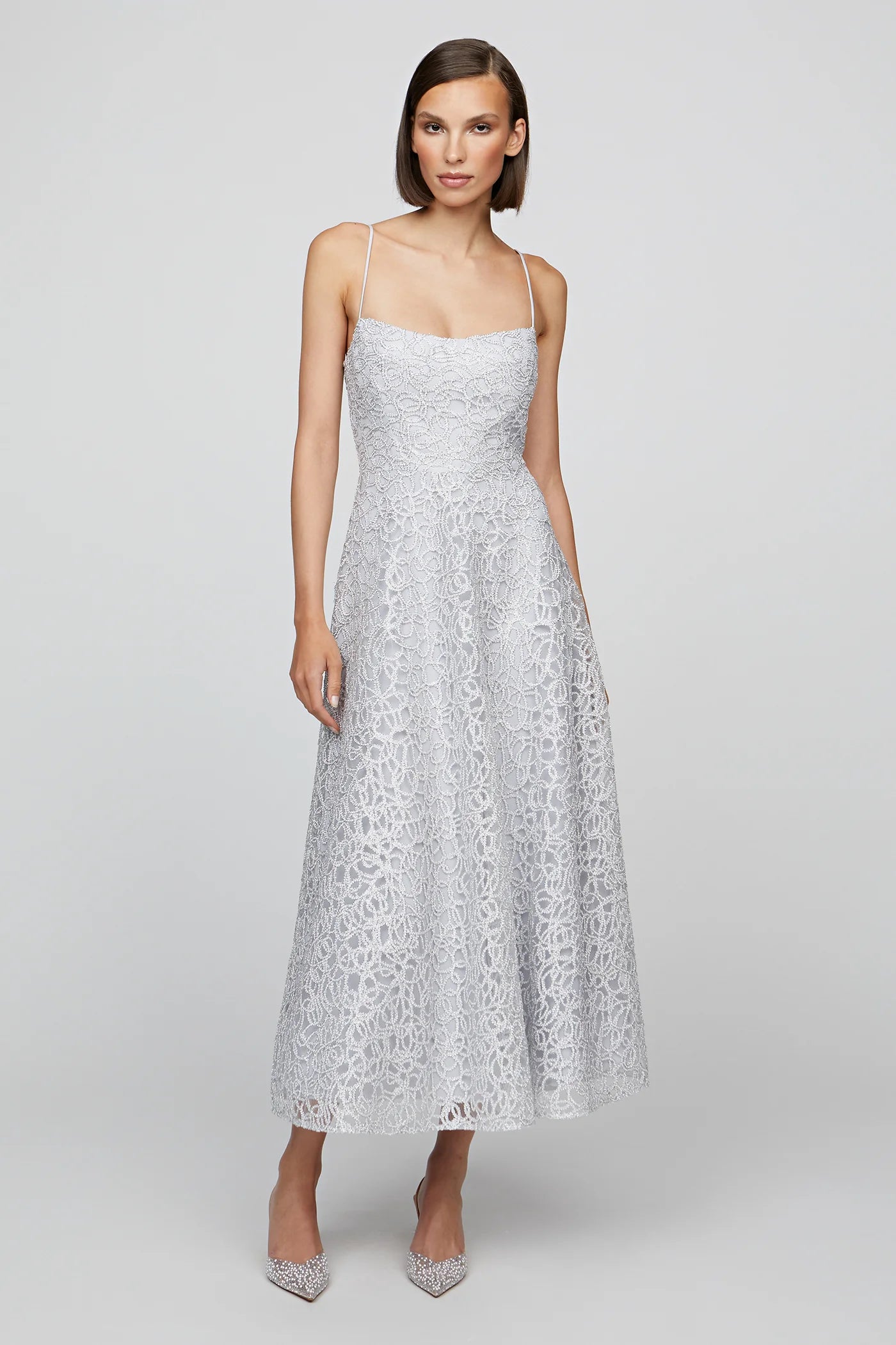 Sleeveless Tulle Midi Dress - French Silver by Theia | 25 South Boutiques