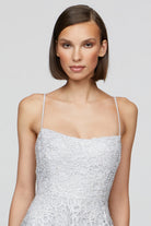 Sleeveless Tulle Midi Dress - French Silver by Theia — alternate view