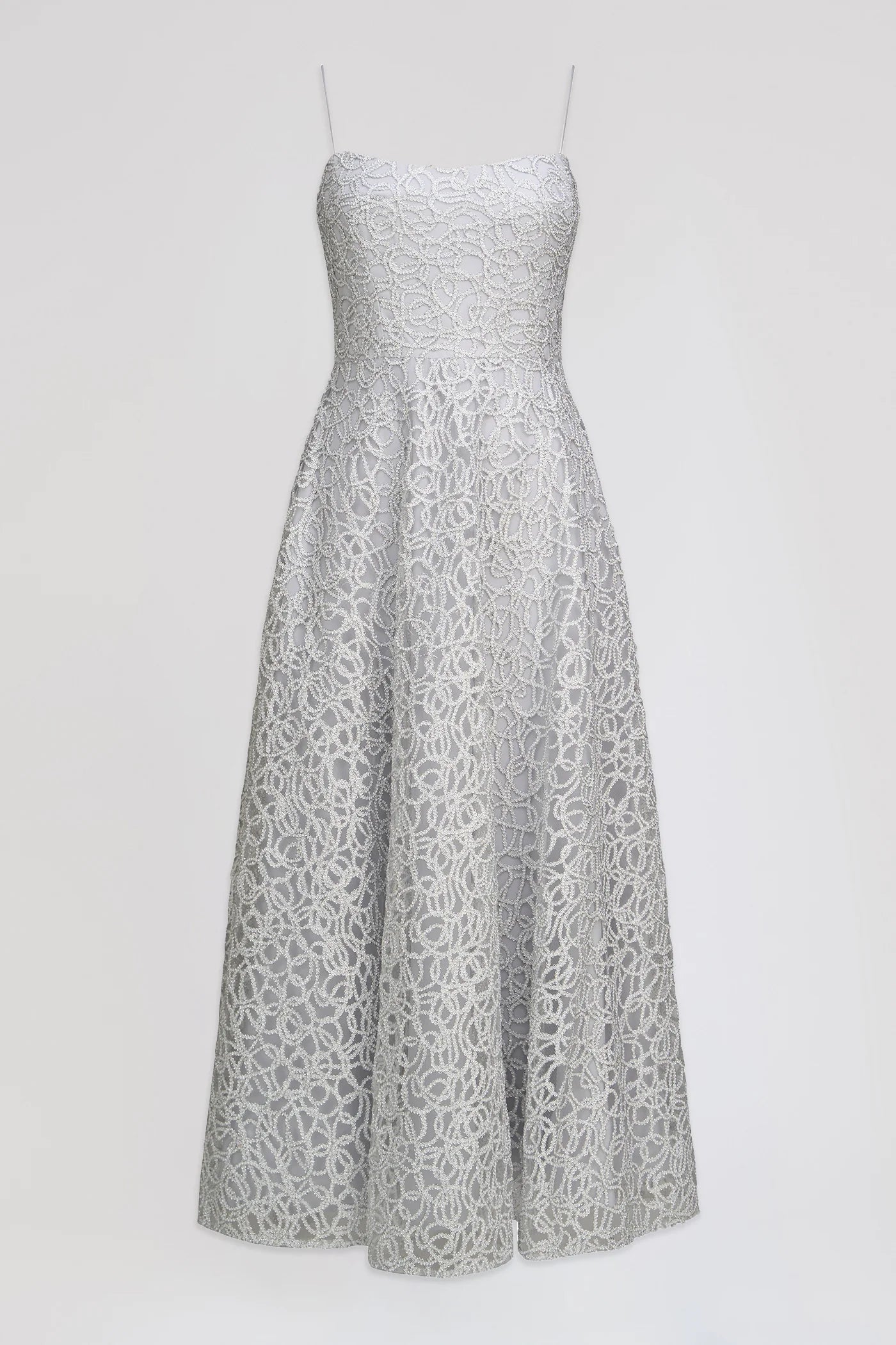 Sleeveless Tulle Midi Dress - French Silver by Theia — view 6