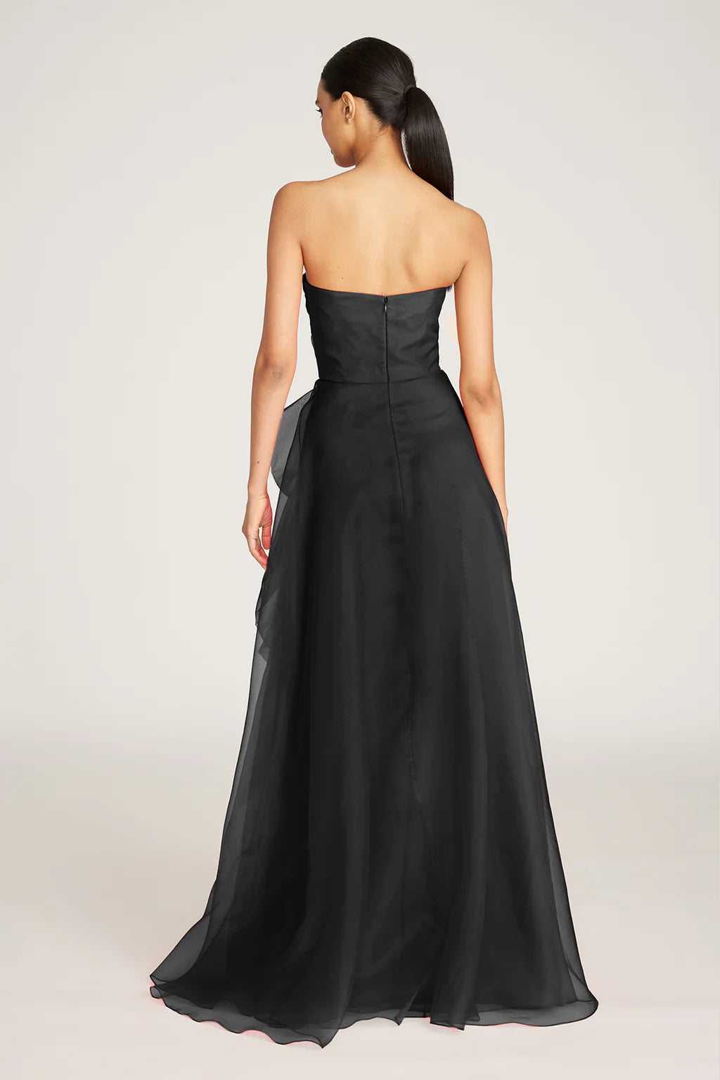 Teresa Strapless Draped Gown - Black by Theia — view 3